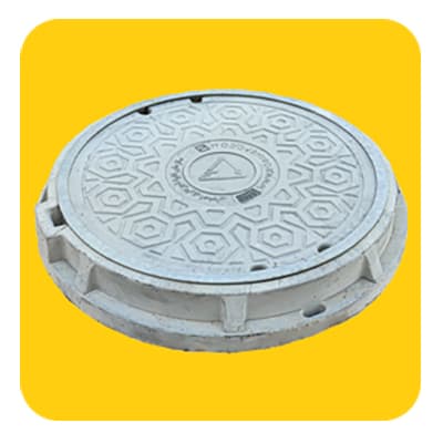Manhole cover with a diameter of 80 cm and composite frame.