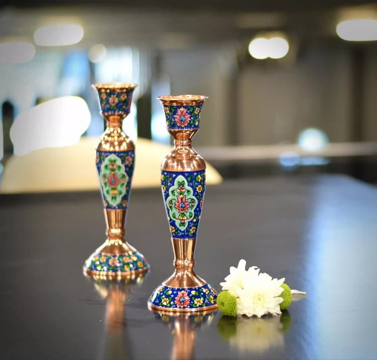 Подсвечник из меди и перламутра
