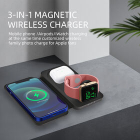 A magnetic foldable three-in-one fast wireless charging station