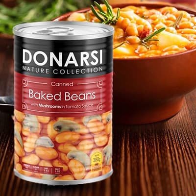 Conserva de frijoles y champiñones Donarsi