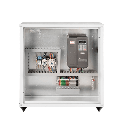 Two-speed converter control panel with VVVF drive