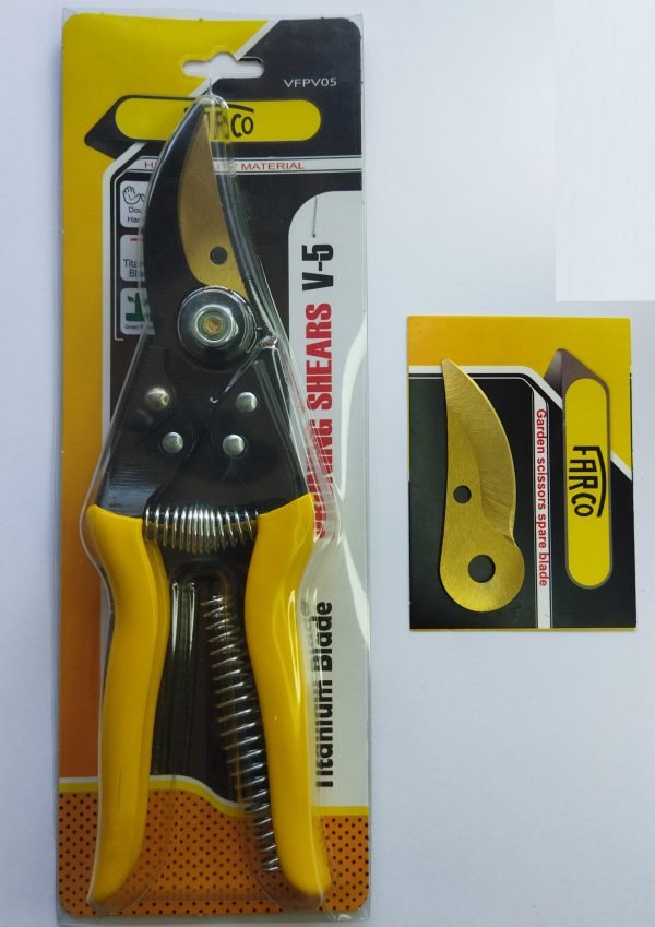 Farko V5 yellow gardening scissors with extra spring and blade
