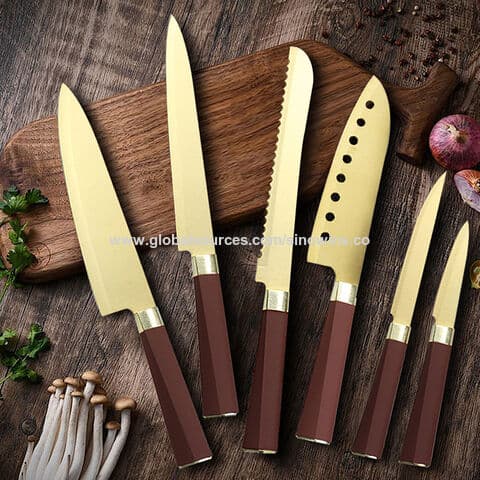 New supplier list for the 6-piece chef's knife set with multifunctional stainless steel blades and ergonomic plastic han