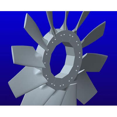 Dreidimensionale Modellierung der Geometrie des Metro-Axialventilators