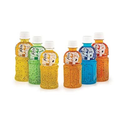 Non-carbonated drink containing basil seeds.