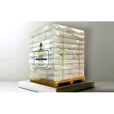 Palet con encogido y flejado de 1500 kilogramos.