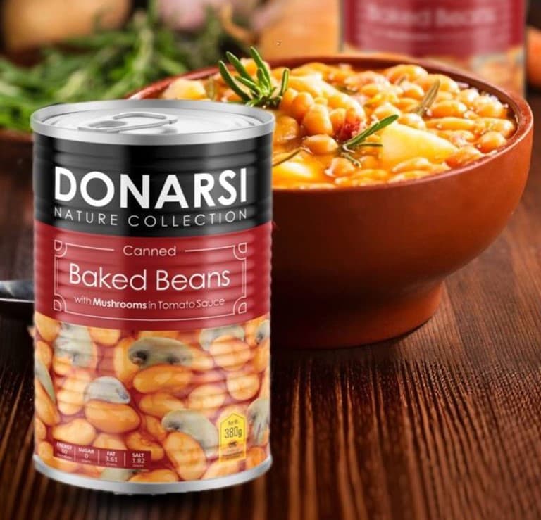 Donarsi canned bean and mushroom food; a healthy and delicious option for quick meals.