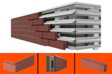 Exécution d'une façade sèche en utilisant des briques réfractaires.